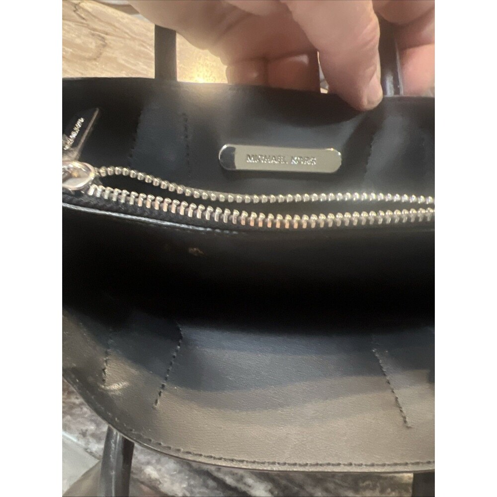 Michael Kors Mercer Medium Logo Zip Tote Black Signature MK Satchel Purse - Picture 8 of 10